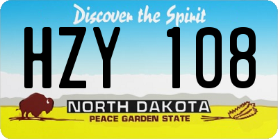 ND license plate HZY108