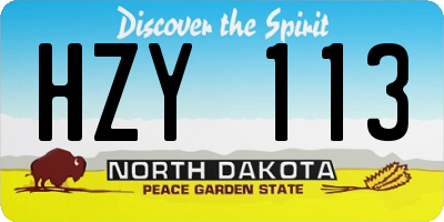 ND license plate HZY113