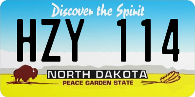 ND license plate HZY114