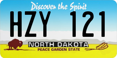 ND license plate HZY121