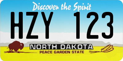 ND license plate HZY123