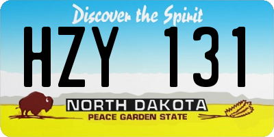 ND license plate HZY131