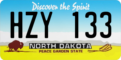ND license plate HZY133