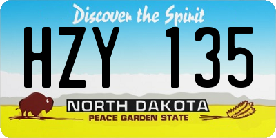 ND license plate HZY135