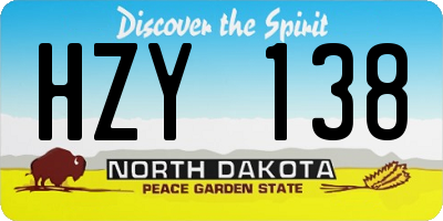 ND license plate HZY138