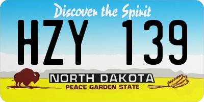 ND license plate HZY139