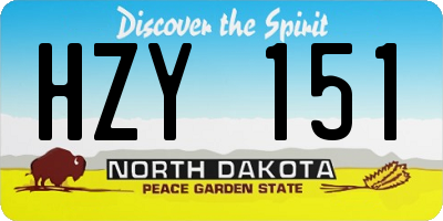 ND license plate HZY151