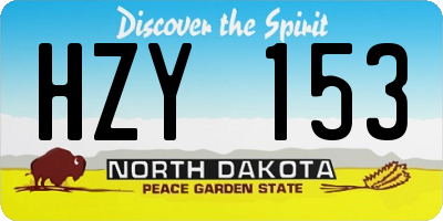 ND license plate HZY153