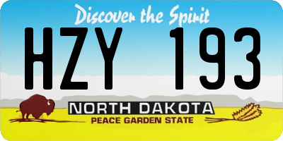 ND license plate HZY193