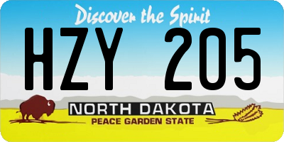 ND license plate HZY205