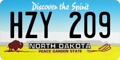 ND license plate HZY209