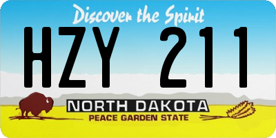 ND license plate HZY211