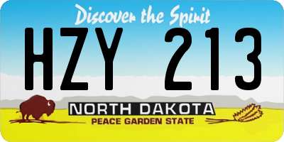 ND license plate HZY213