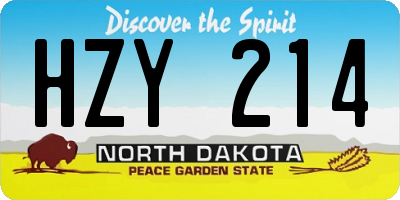 ND license plate HZY214