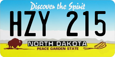 ND license plate HZY215