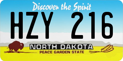 ND license plate HZY216