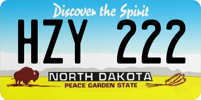 ND license plate HZY222