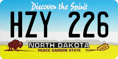 ND license plate HZY226
