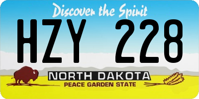 ND license plate HZY228