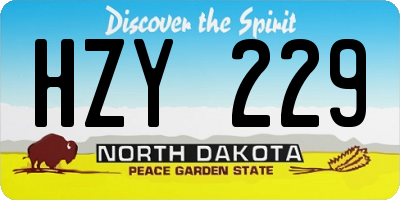 ND license plate HZY229