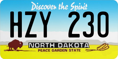 ND license plate HZY230