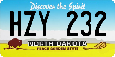 ND license plate HZY232