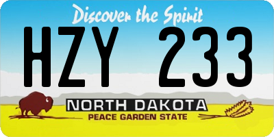 ND license plate HZY233