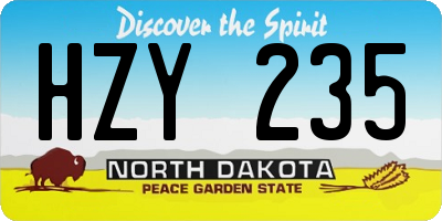 ND license plate HZY235