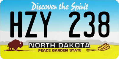 ND license plate HZY238