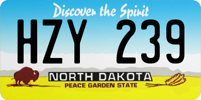ND license plate HZY239