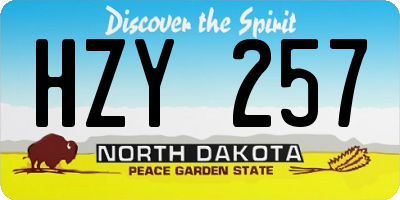 ND license plate HZY257