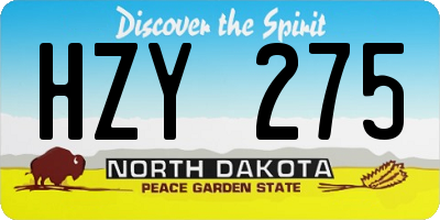 ND license plate HZY275
