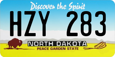 ND license plate HZY283