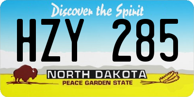 ND license plate HZY285