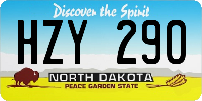ND license plate HZY290