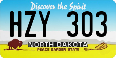 ND license plate HZY303