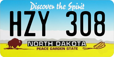 ND license plate HZY308