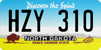 ND license plate HZY310