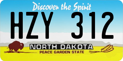 ND license plate HZY312