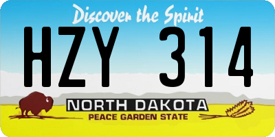 ND license plate HZY314