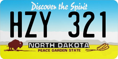 ND license plate HZY321