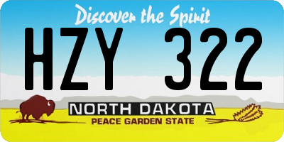 ND license plate HZY322