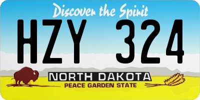 ND license plate HZY324