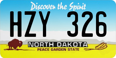 ND license plate HZY326