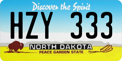 ND license plate HZY333