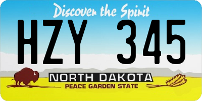 ND license plate HZY345