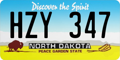 ND license plate HZY347