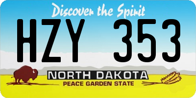 ND license plate HZY353