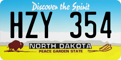 ND license plate HZY354