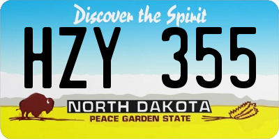 ND license plate HZY355